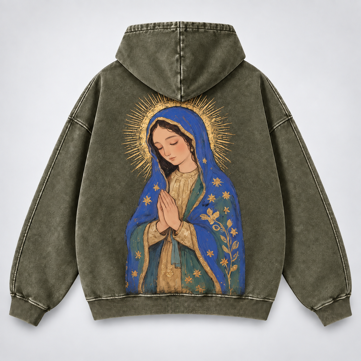 Our Lady of Guadalupe Washed Hoodie – Catholic Oversized