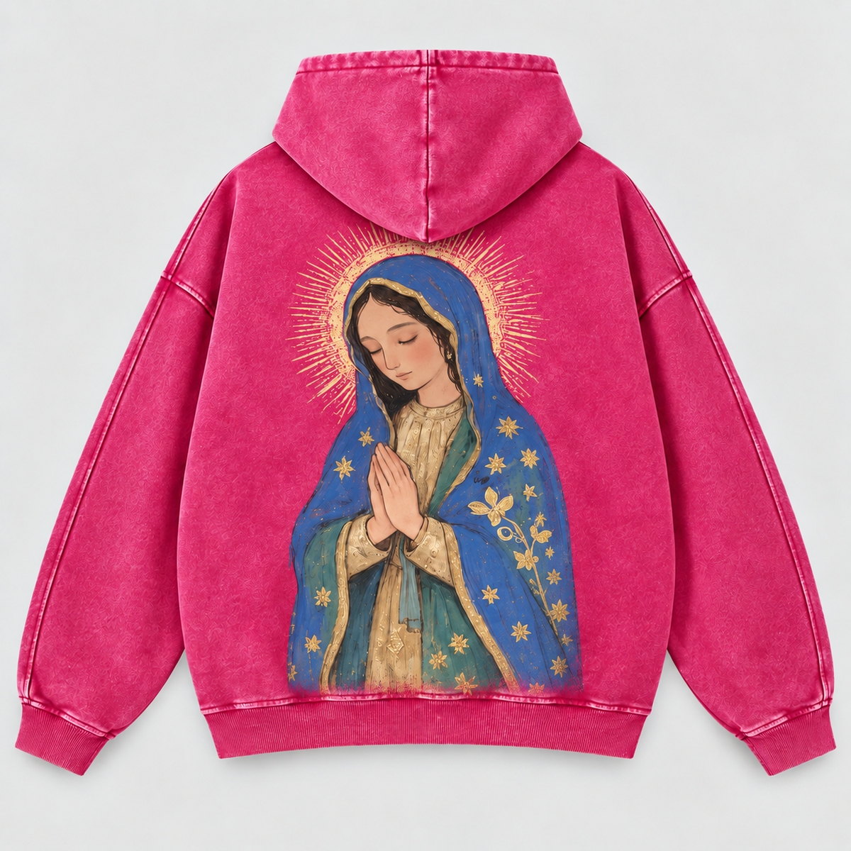 Our Lady of Guadalupe Washed Hoodie – Catholic Oversized
