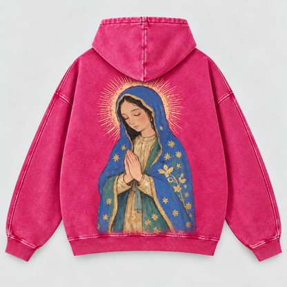 Our Lady of Guadalupe Washed Hoodie – Catholic Oversized