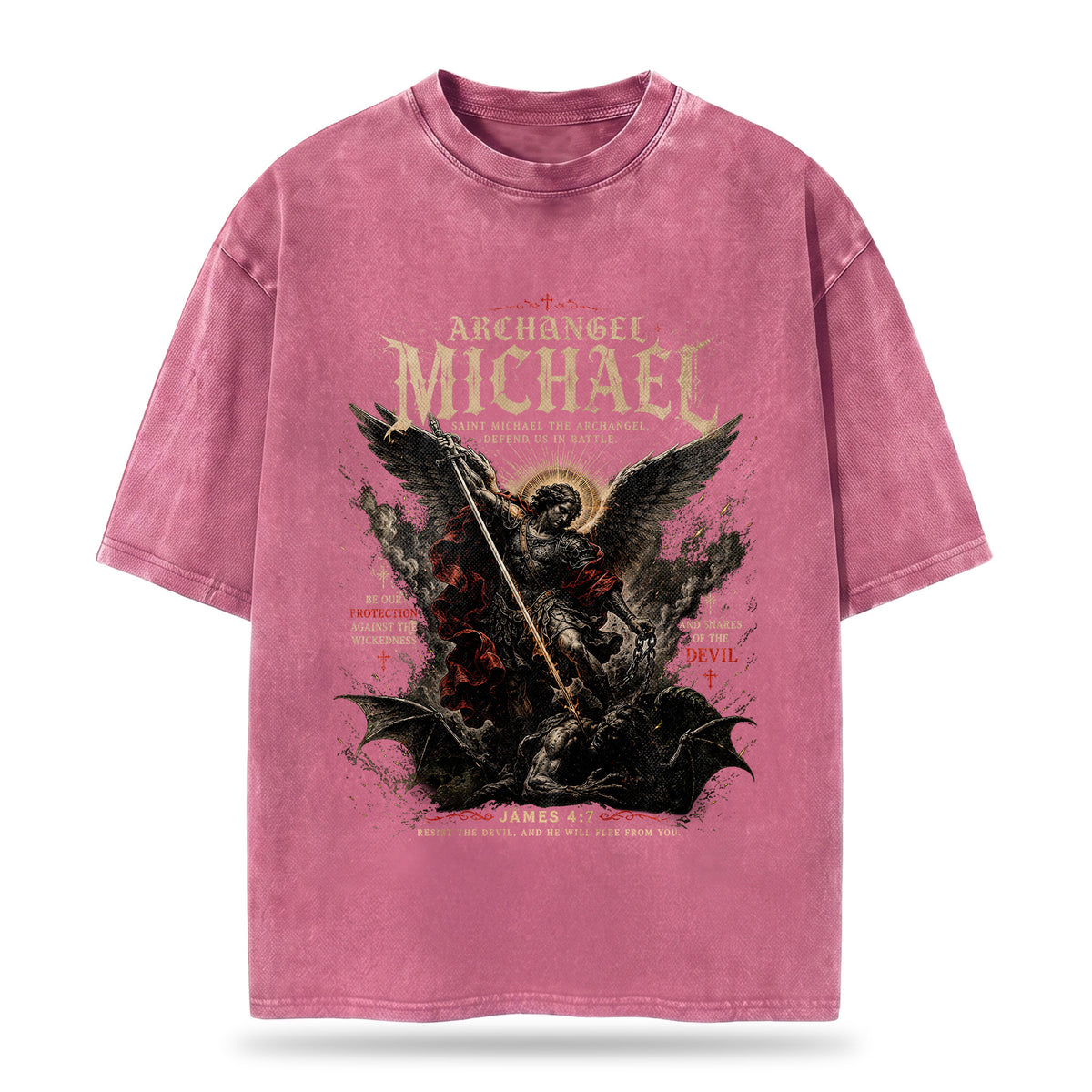 Archangel Michael Christian Washed T-Shirt