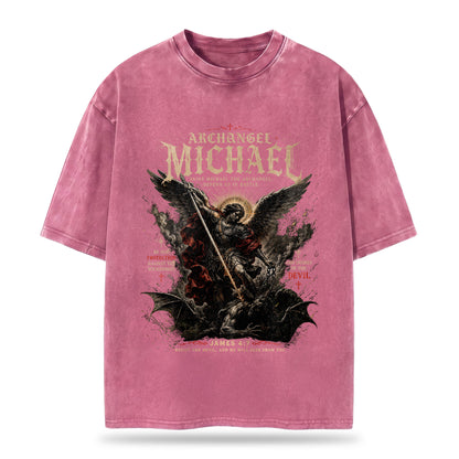 Archangel Michael Christian Washed T-Shirt