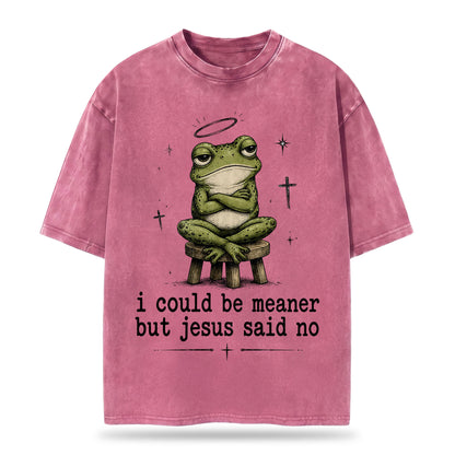I Could Be Meaner But Jesus Said No Christian Heavy Washed T-shirt - Vintage Christian Streetwear Tee