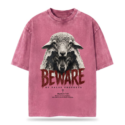 Beware Of False Prophets Christian Washed T-Shirt– Vintage Christian Streetwear Tee