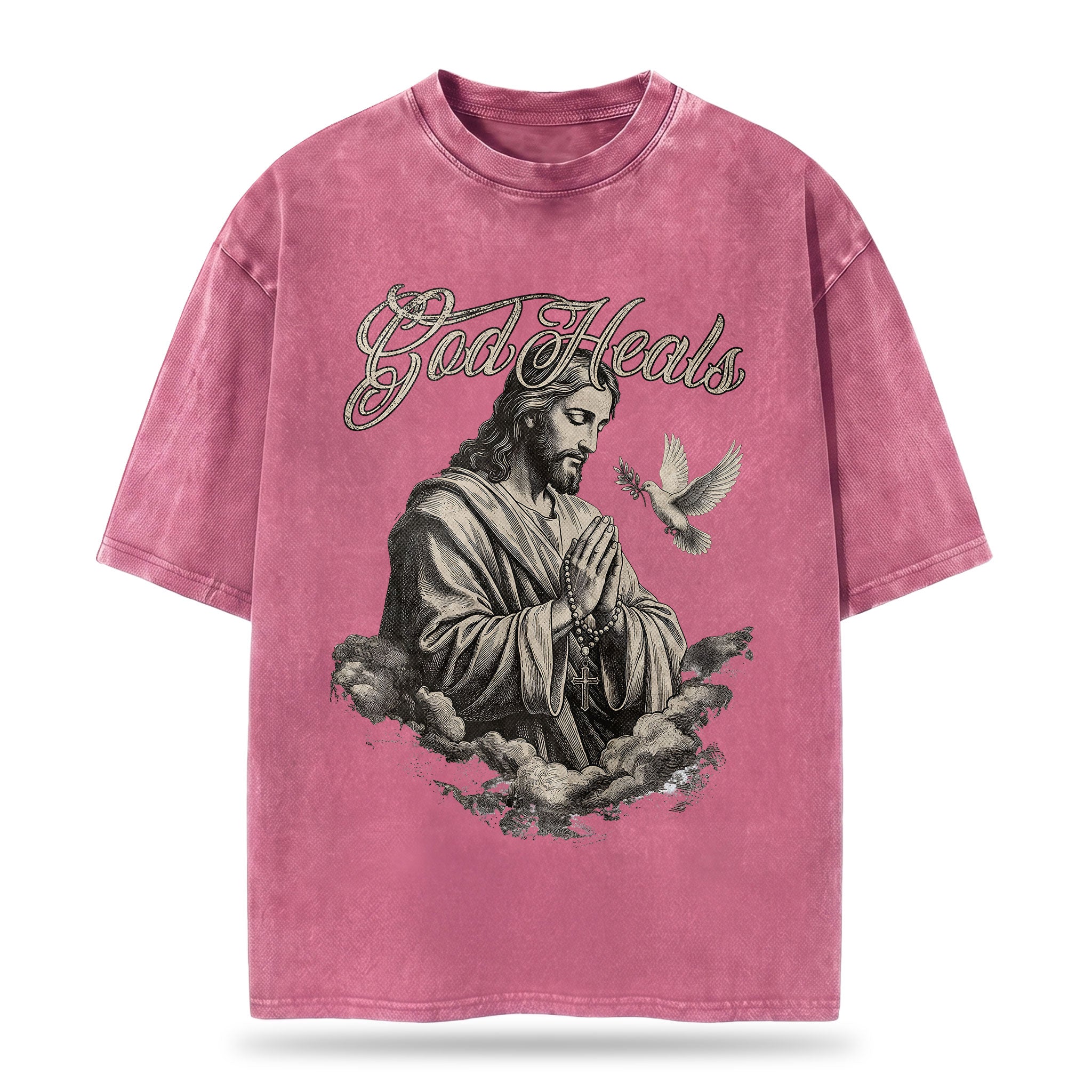 God Heals Christian Oversized Graphic T-Shirt – Vintage Christian Streetwear Tee