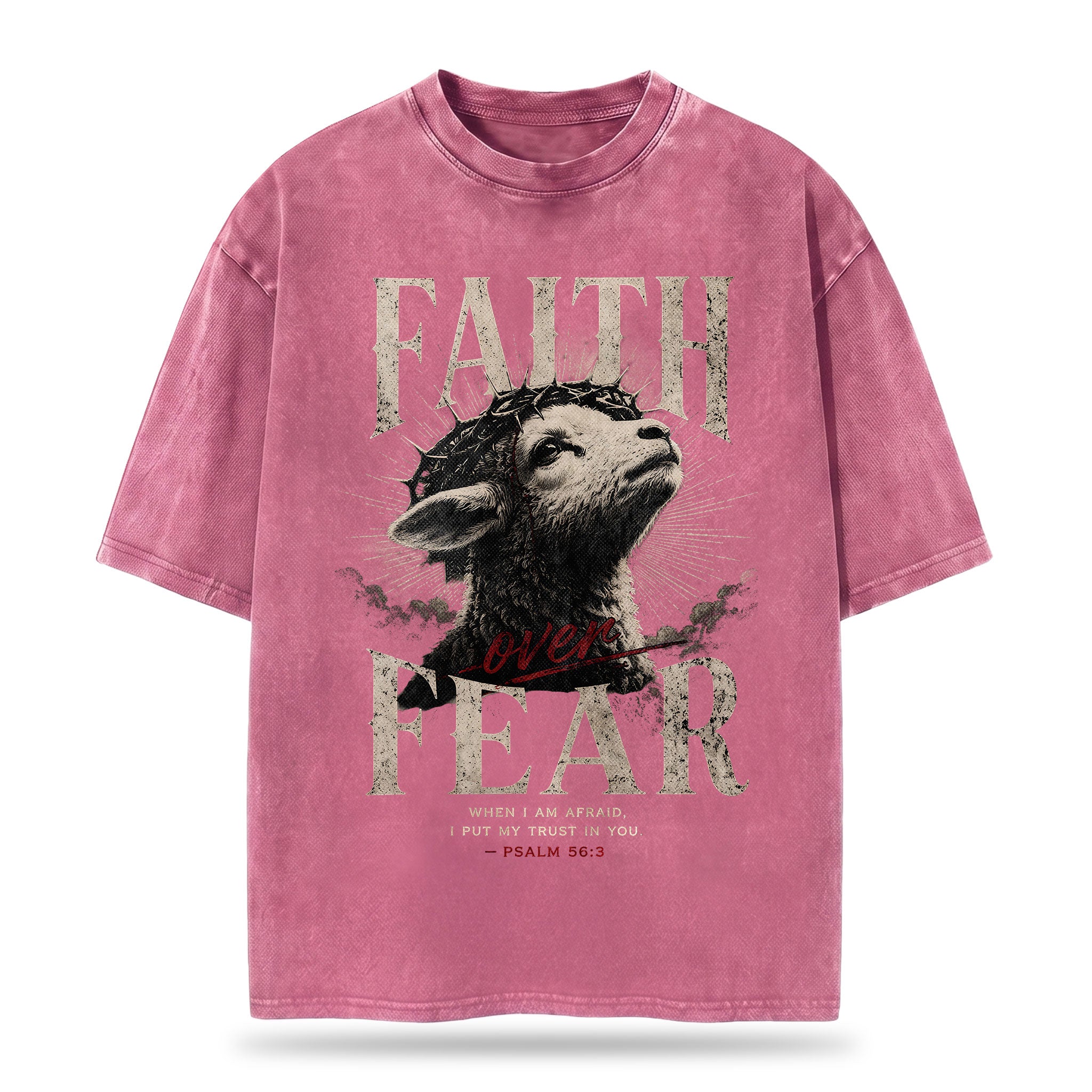 Faith Over Fear Christian Washed T-Shirt – Vintage Christian Streetwear Tee