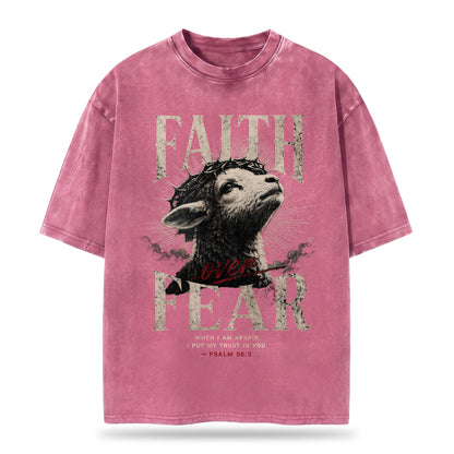 Faith Over Fear Christian Washed T-Shirt – Vintage Christian Streetwear Tee
