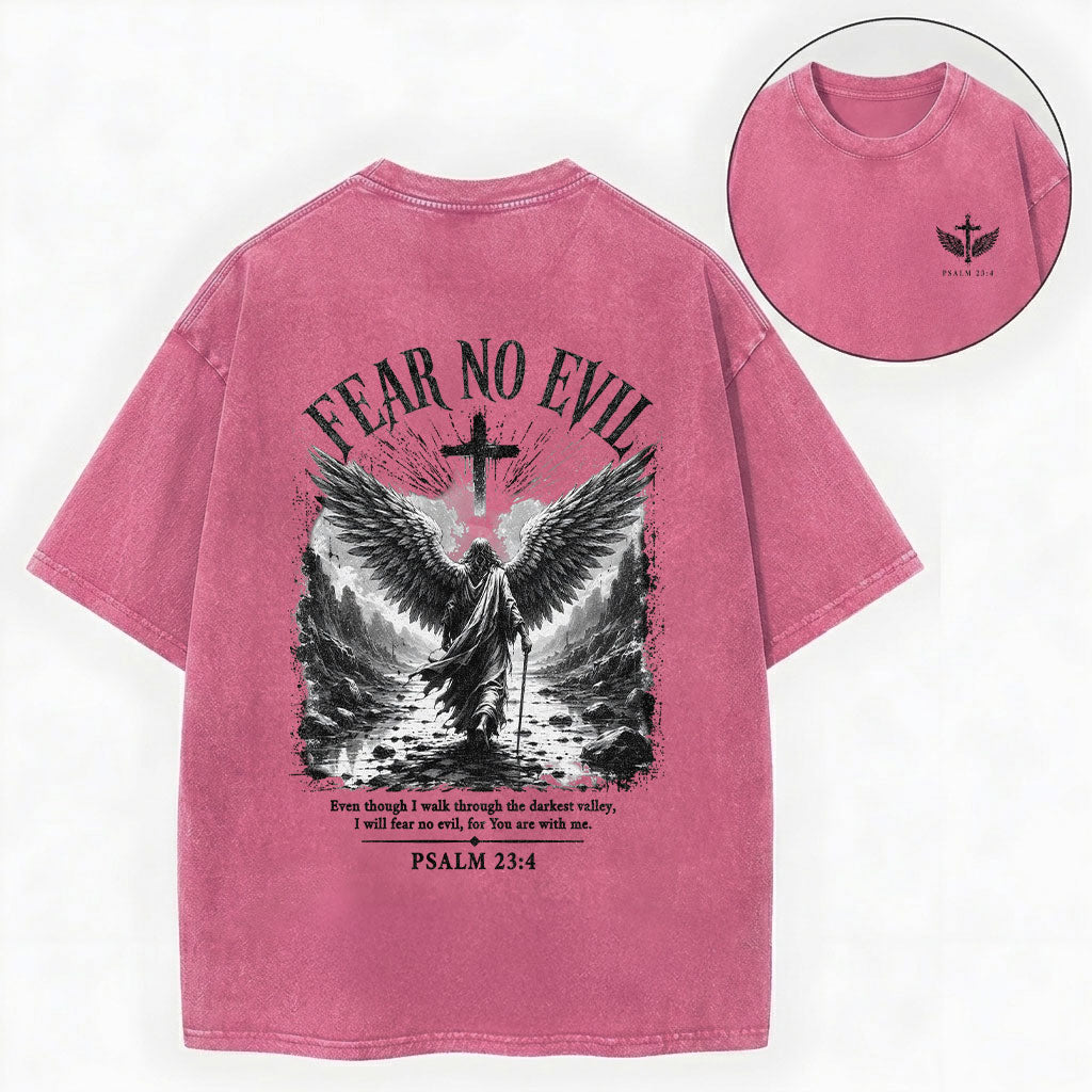 I Will Fear No Evil Christian Washed T-Shirt