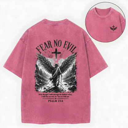 I Will Fear No Evil Christian Washed T-Shirt