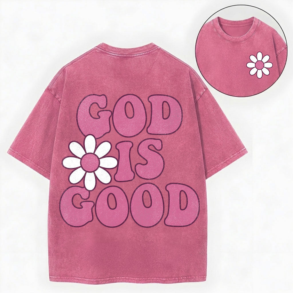 God Is Good Shirt – Retro Daisy Christian Vintage Unisex Washed Tee