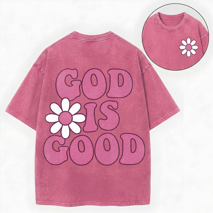 God Is Good Shirt – Retro Daisy Christian Vintage Unisex Washed Tee