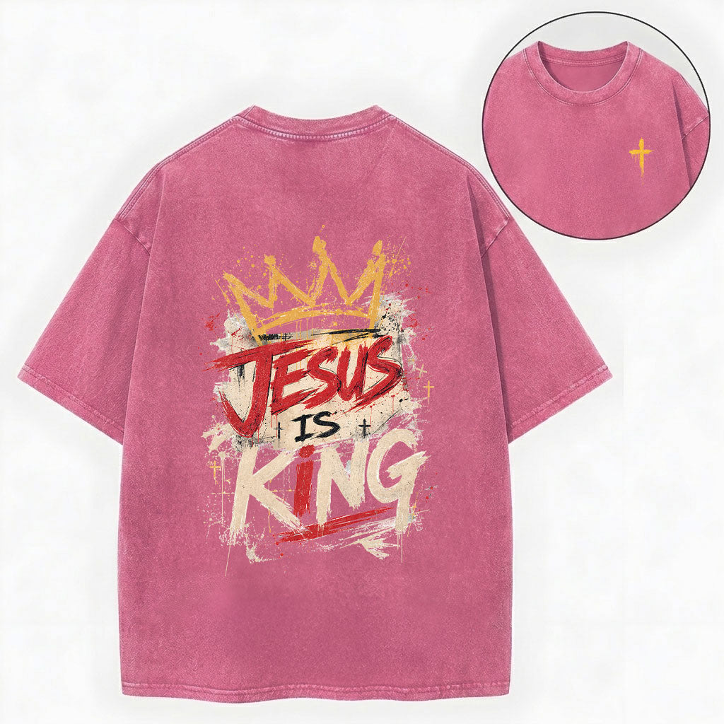 Jesus Is King Christian Washed T-Shirt