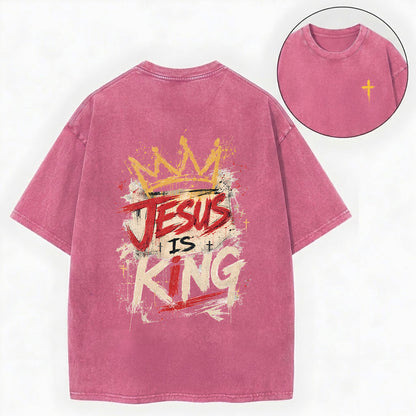Jesus Is King Christian Washed T-Shirt