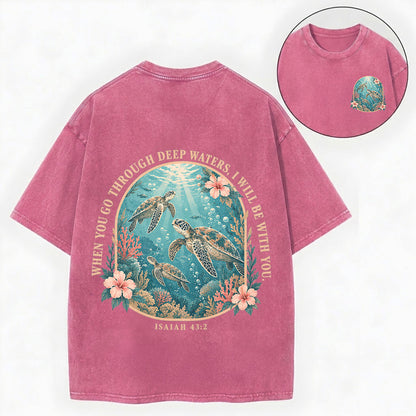 When You Go Through Deep Waters – Christian Vintage Unisex Washed