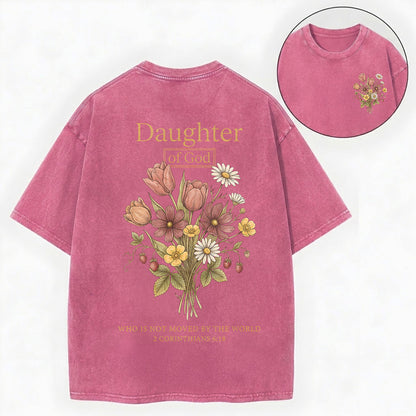Daughter of God Shirt – Floral Christian Vintage Unisex Washed Tee
