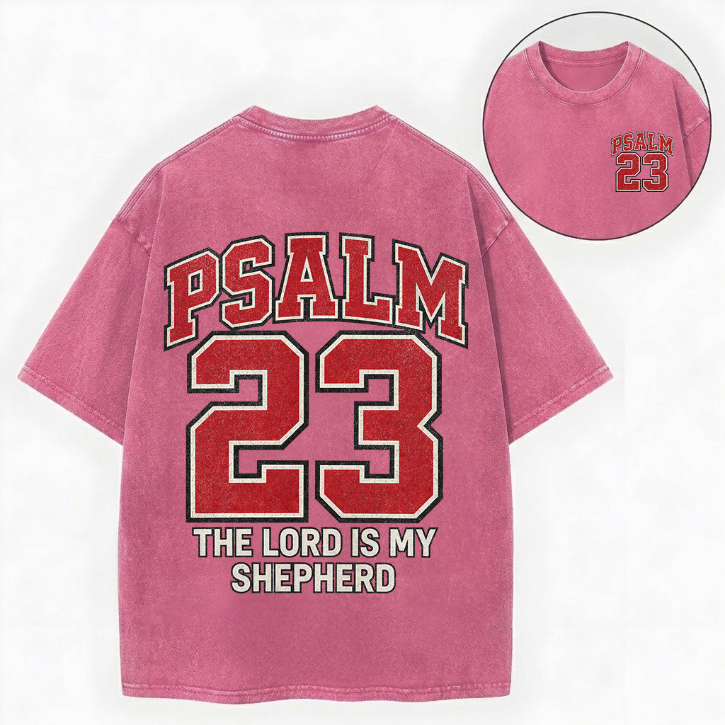 The Lord Is My Shepherd Shirt – Psalm 23 Varsity Christian Washed Tee