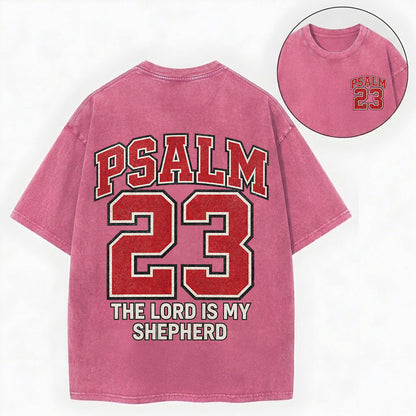 The Lord Is My Shepherd Shirt – Psalm 23 Varsity Christian Washed Tee