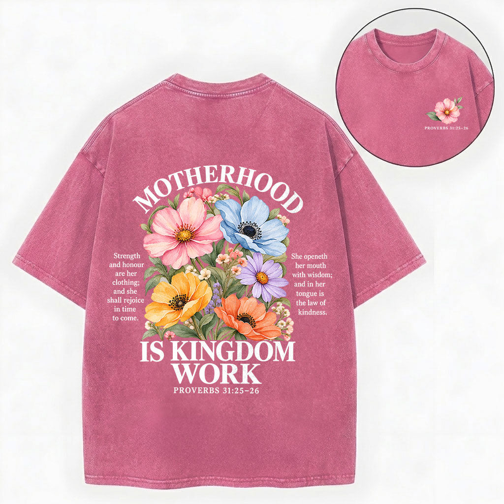 Mother's Day Christian Shirt – Kingdom Work Floral Unisex Washed Tee