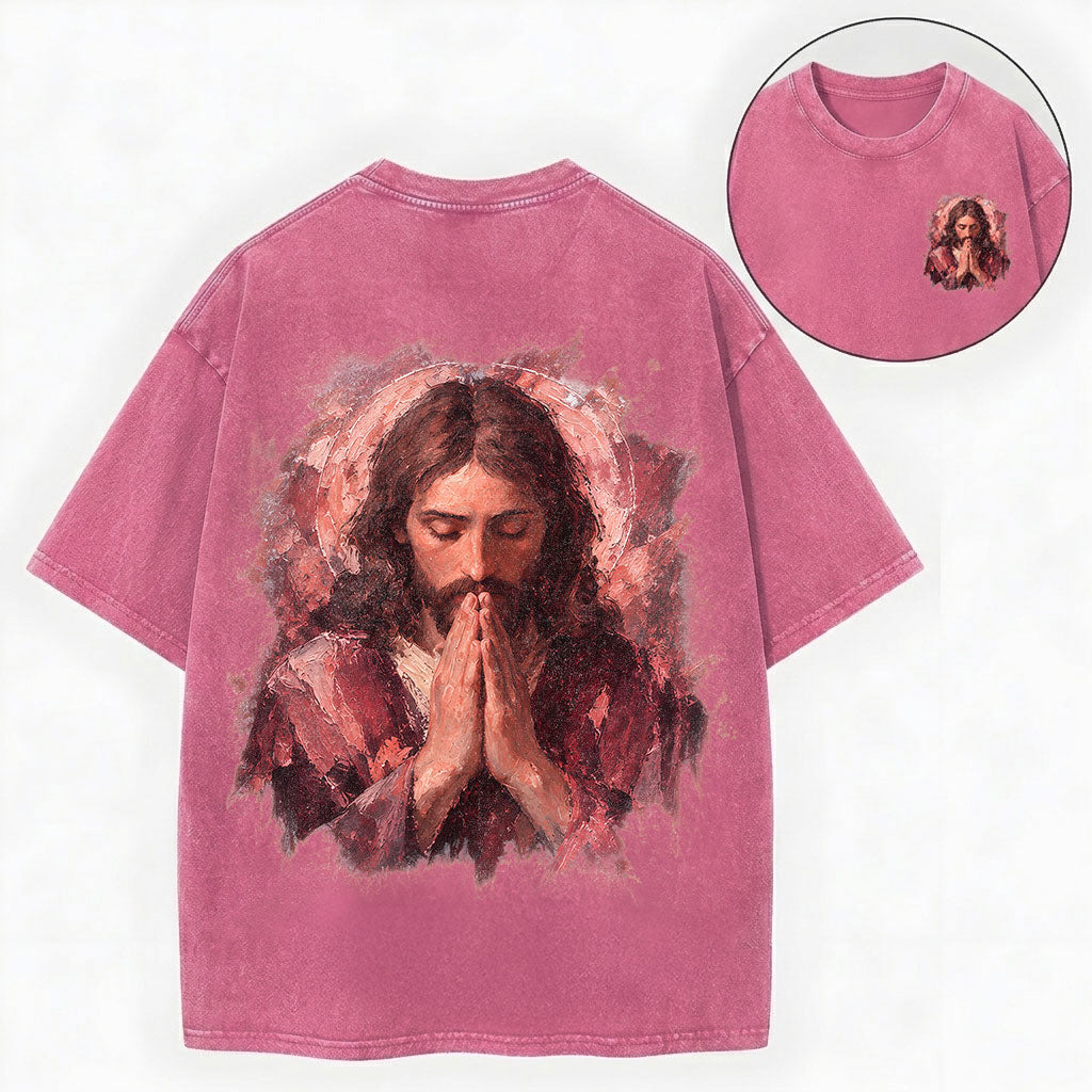 Jesus Prayer Shirt – Rose Halo Christian Vintage Unisex Washed Tee