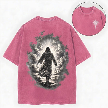 Jesus Walking to Heaven Shirt – Christian Vintage Unisex Washed Tee