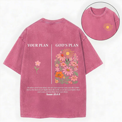 Your Plan God's Plan Shirt – Christian Vintage Unisex Washed Tee