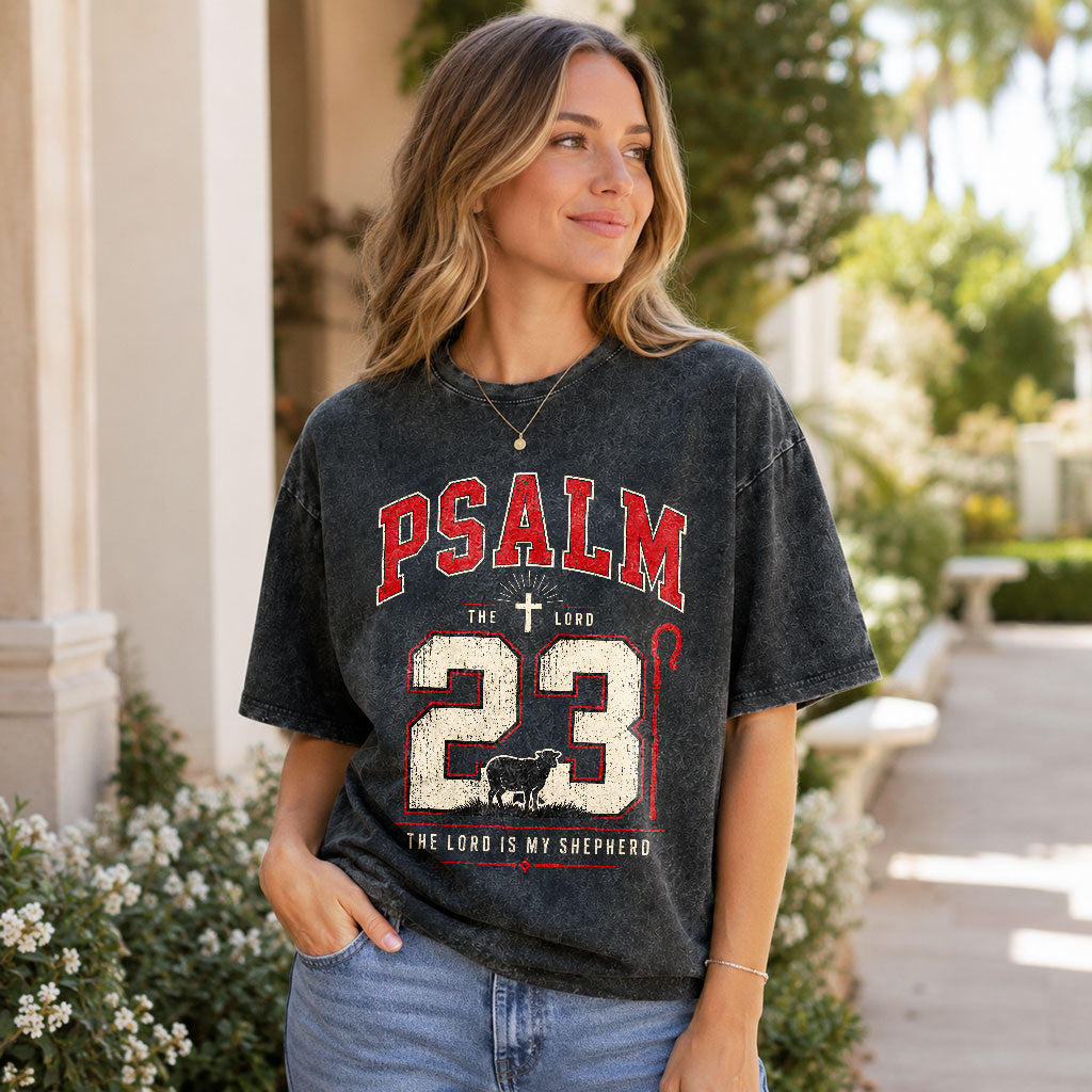 Psalm 23 Christian Washed T-Shirt