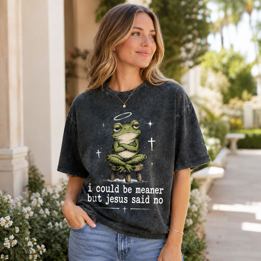I Could Be Meaner But Jesus Said No Christian Heavy Washed T-shirt - Vintage Christian Streetwear Tee