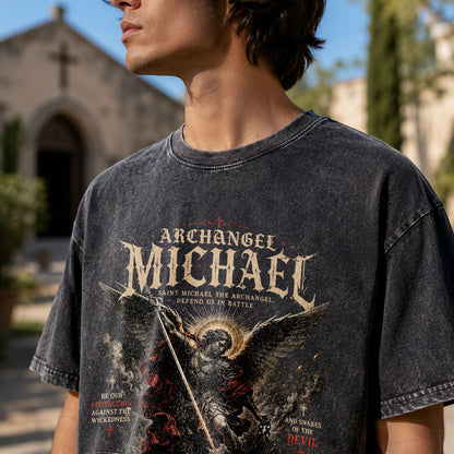 Archangel Michael Christian Washed T-Shirt
