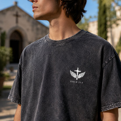 I Will Fear No Evil Christian Washed T-Shirt