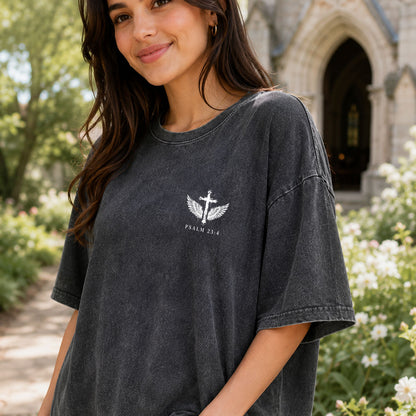 I Will Fear No Evil Christian Washed T-Shirt