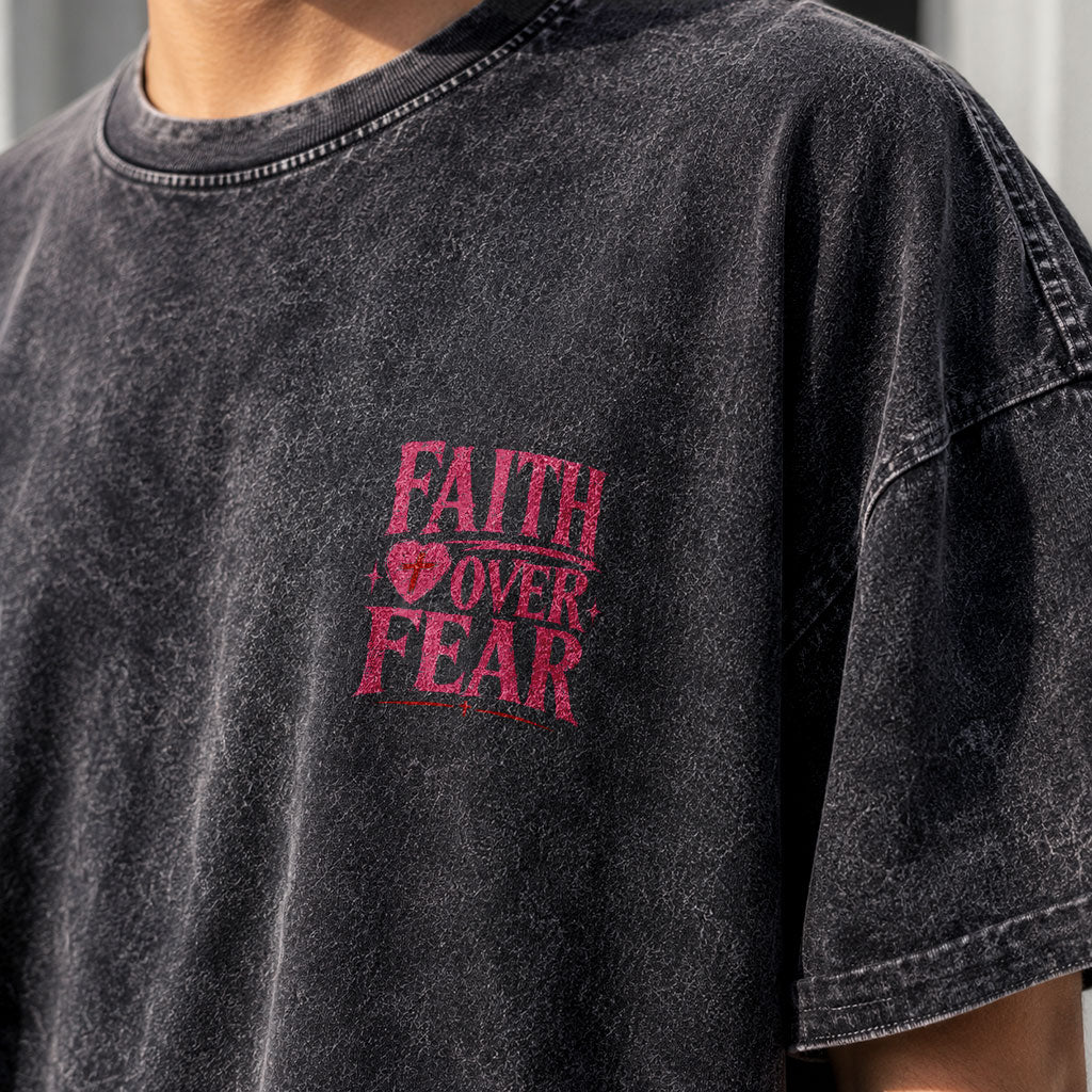 Faith Over Fear Christian Washed T-Shirt – Vintage Christian Streetwear Tee