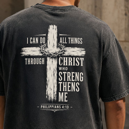 I Can Do All Things Through Christ Christian Washed T-Shirt
