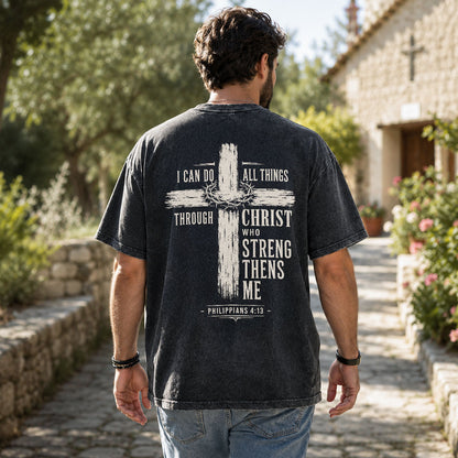 I Can Do All Things Through Christ Christian Washed T-Shirt