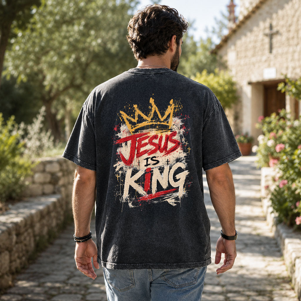 Jesus Is King Washed T-Shirt – Vintage Christian Streetwear Tee