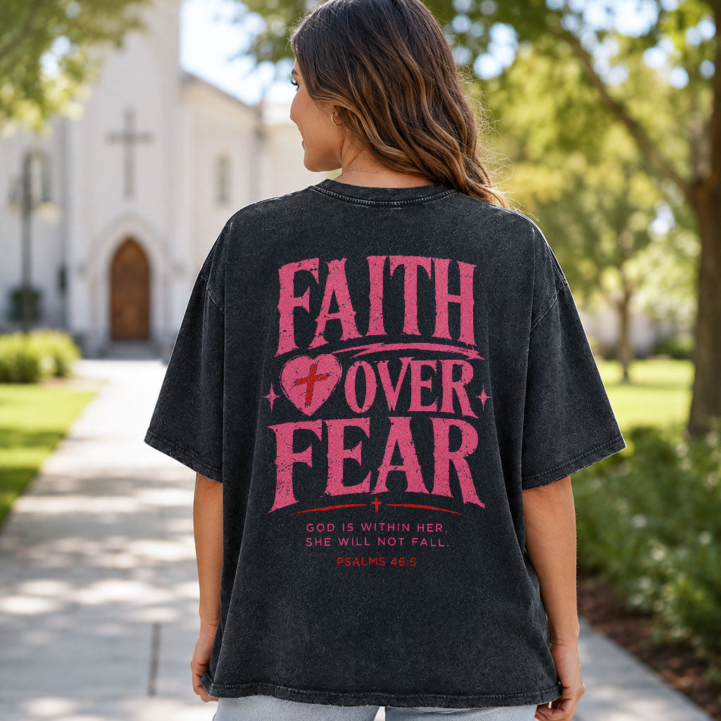 Faith Over Fear Christian Washed T-Shirt – Vintage Christian Streetwear Tee