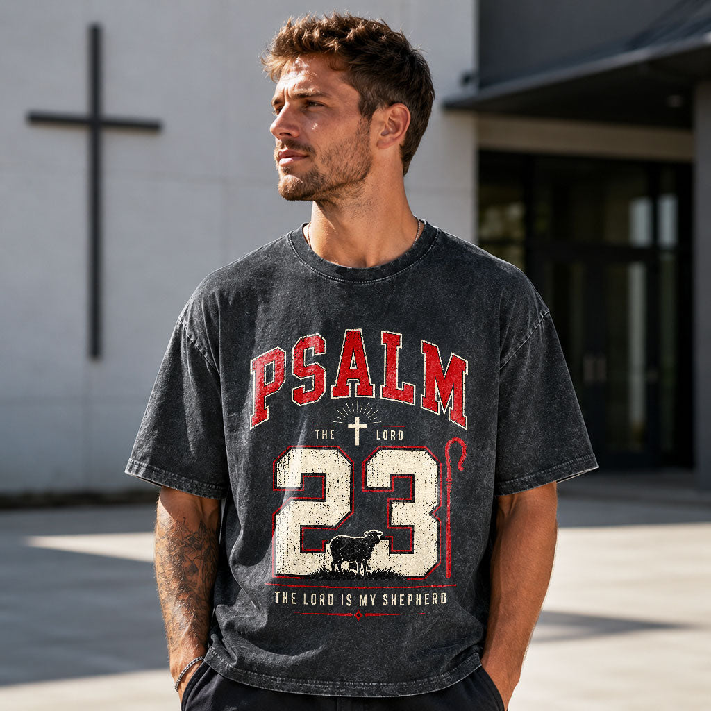 Psalm 23 Christian Washed T-Shirt