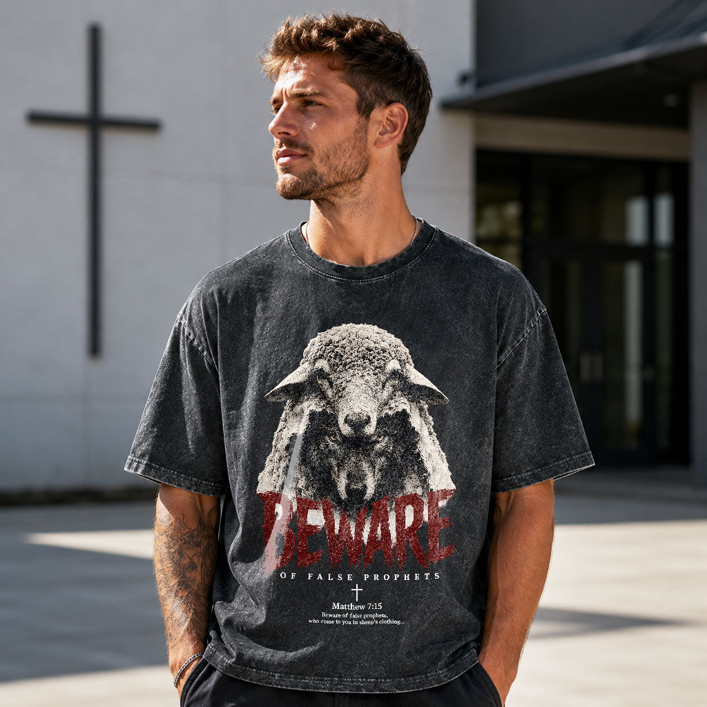 Beware Of False Prophets Christian Washed T-Shirt– Vintage Christian Streetwear Tee