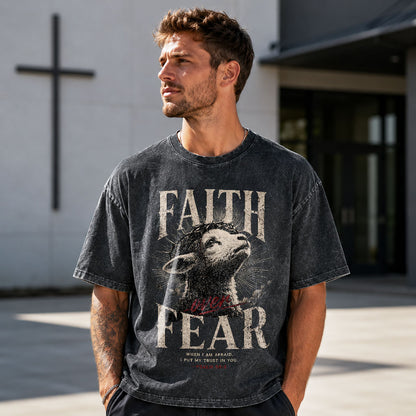Faith Over Fear Christian Washed T-Shirt – Vintage Christian Streetwear Tee