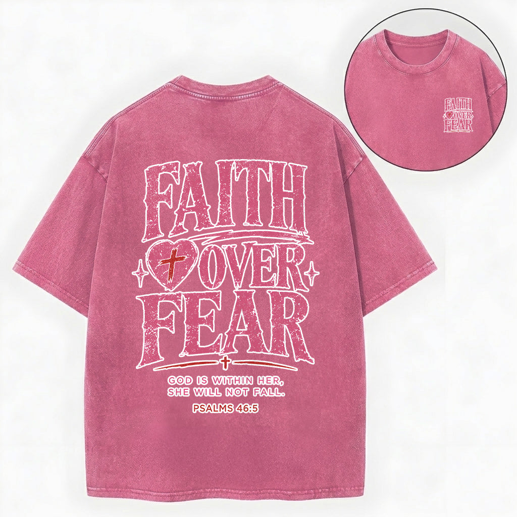 Faith Over Fear Christian Washed T-Shirt – Vintage Christian Streetwear Tee