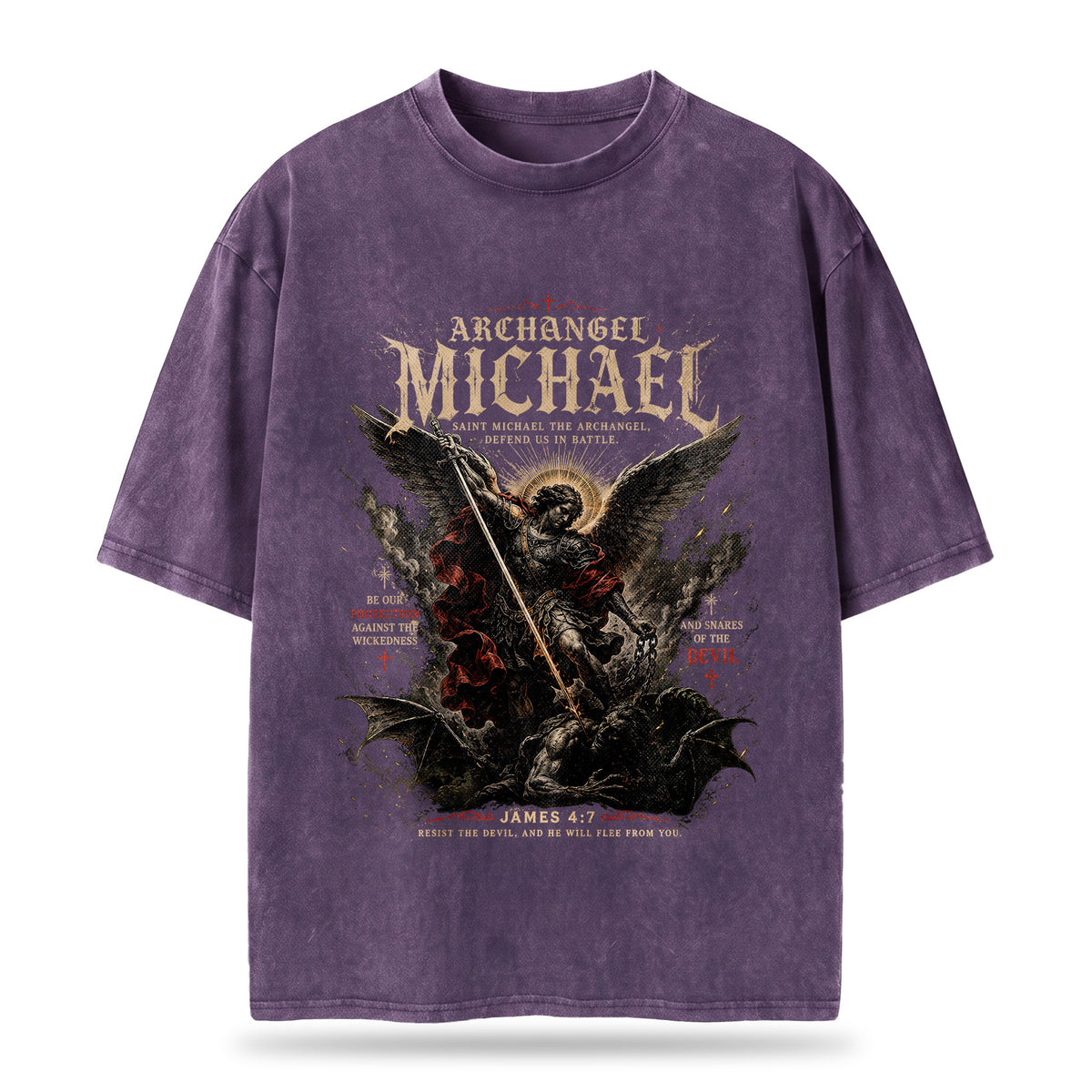 Archangel Michael Christian Washed T-Shirt