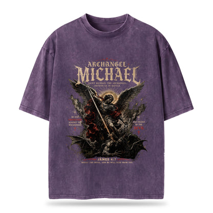 Archangel Michael Christian Washed T-Shirt