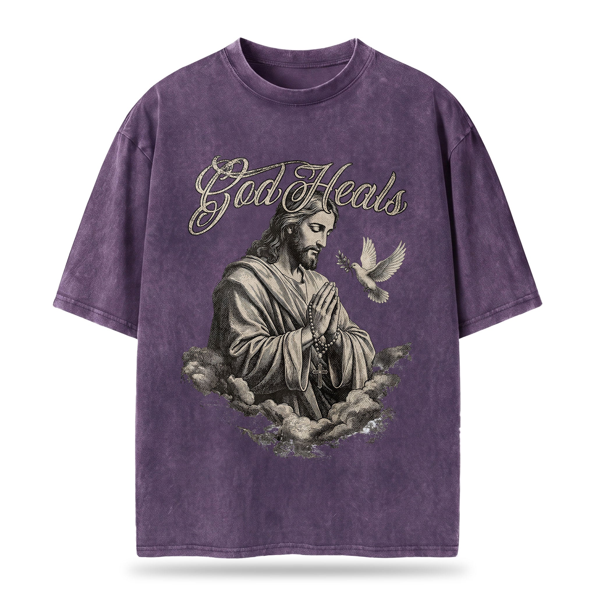 God Heals Christian Oversized Graphic T-Shirt – Vintage Christian Streetwear Tee