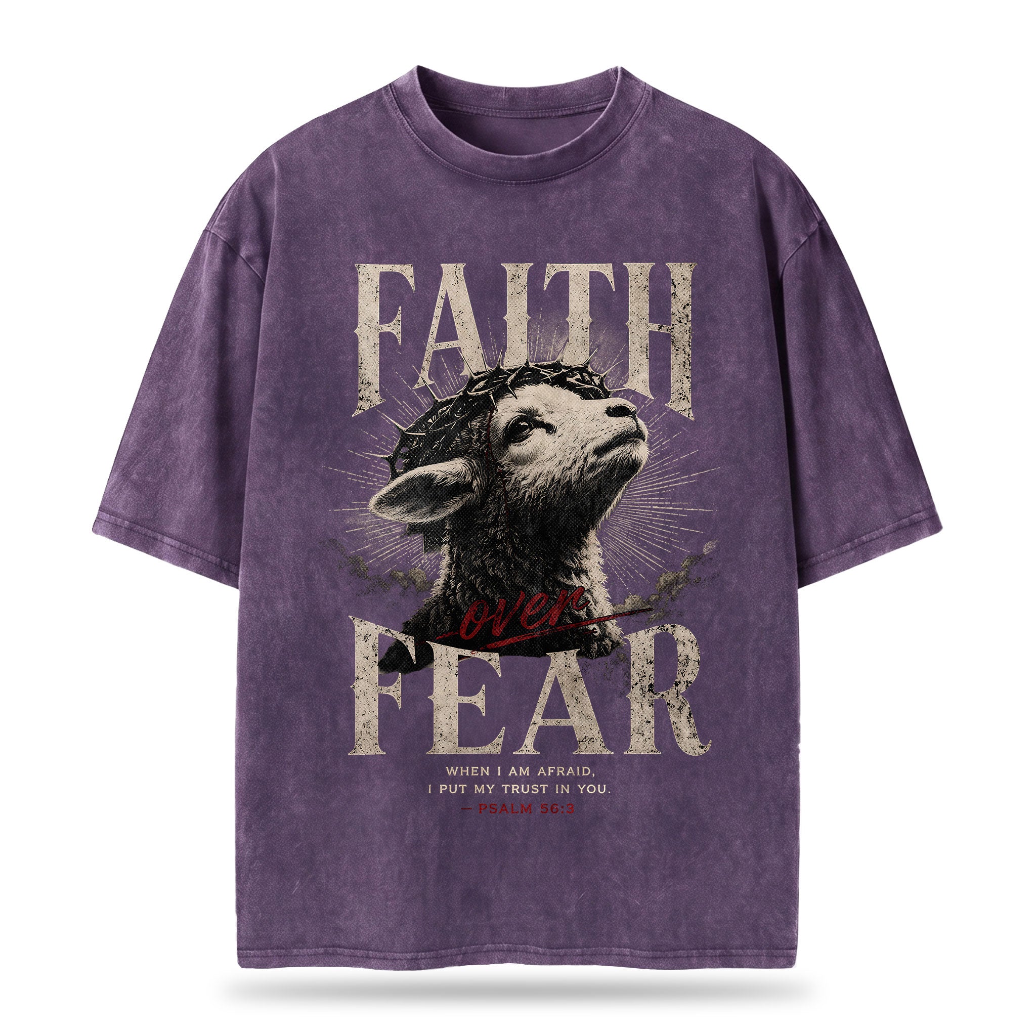 Faith Over Fear Christian Washed T-Shirt – Vintage Christian Streetwear Tee