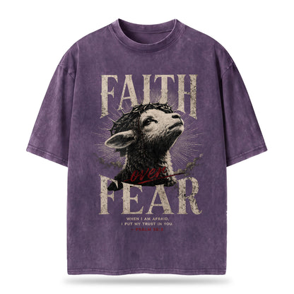 Faith Over Fear Christian Washed T-Shirt – Vintage Christian Streetwear Tee