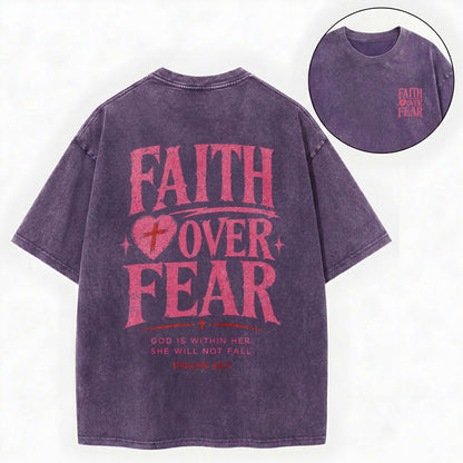Faith Over Fear Christian Washed T-Shirt – Vintage Christian Streetwear Tee