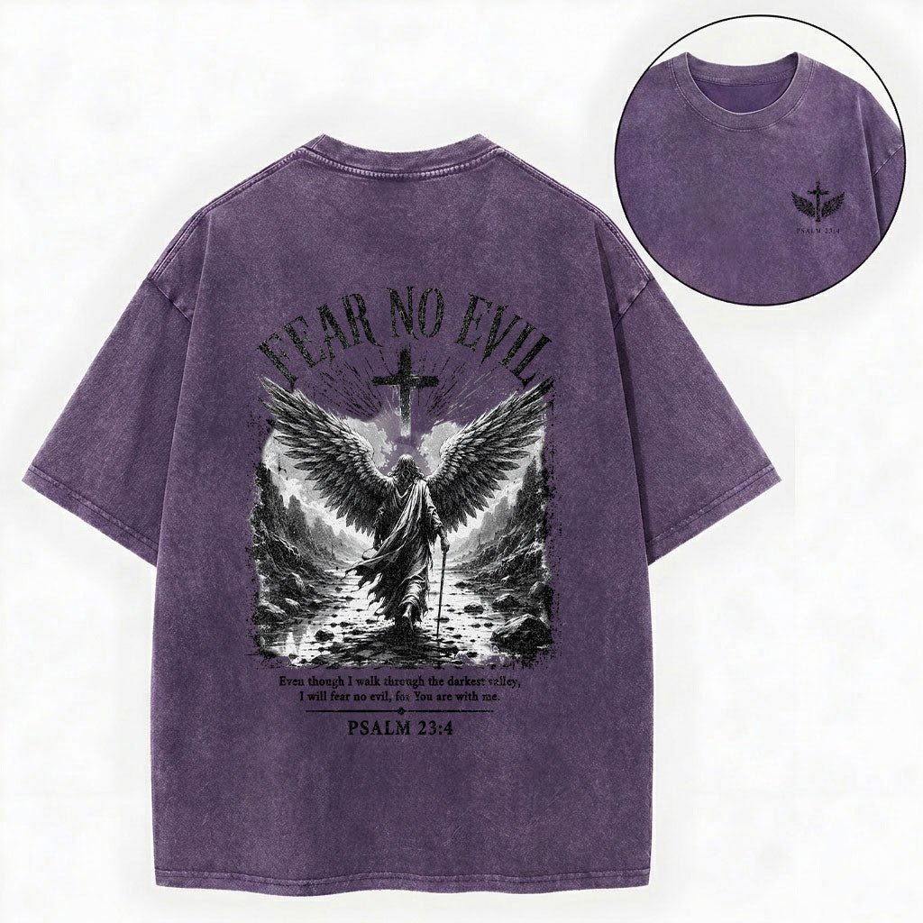 I Will Fear No Evil Christian Washed T-Shirt