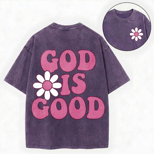 God Is Good Shirt – Retro Daisy Christian Vintage Unisex Washed Tee