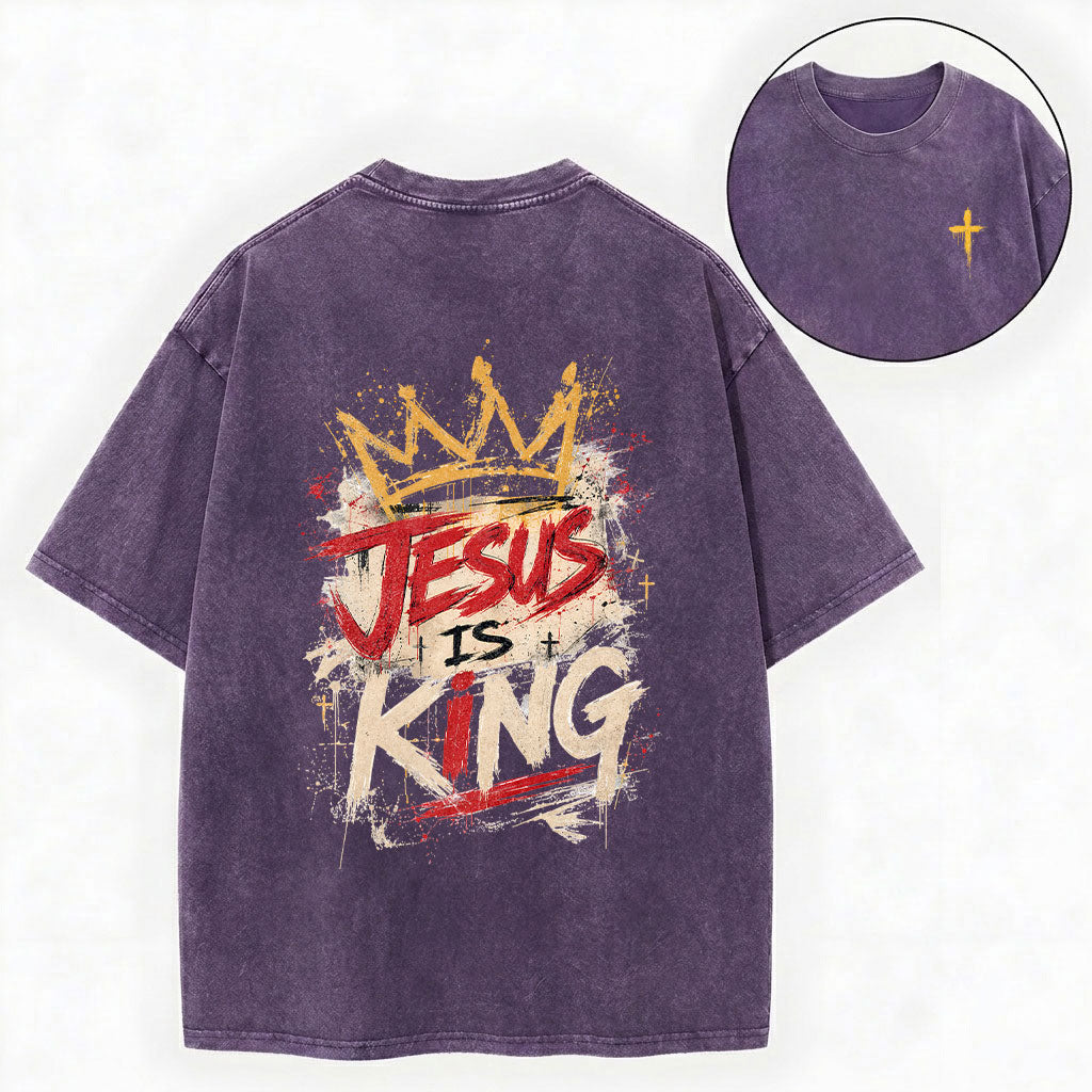 Jesus Is King Christian Washed T-Shirt