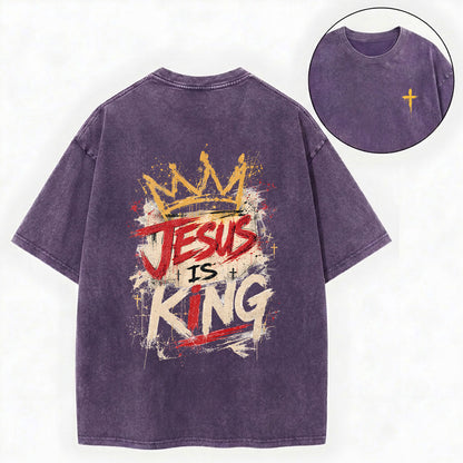 Jesus Is King Christian Washed T-Shirt