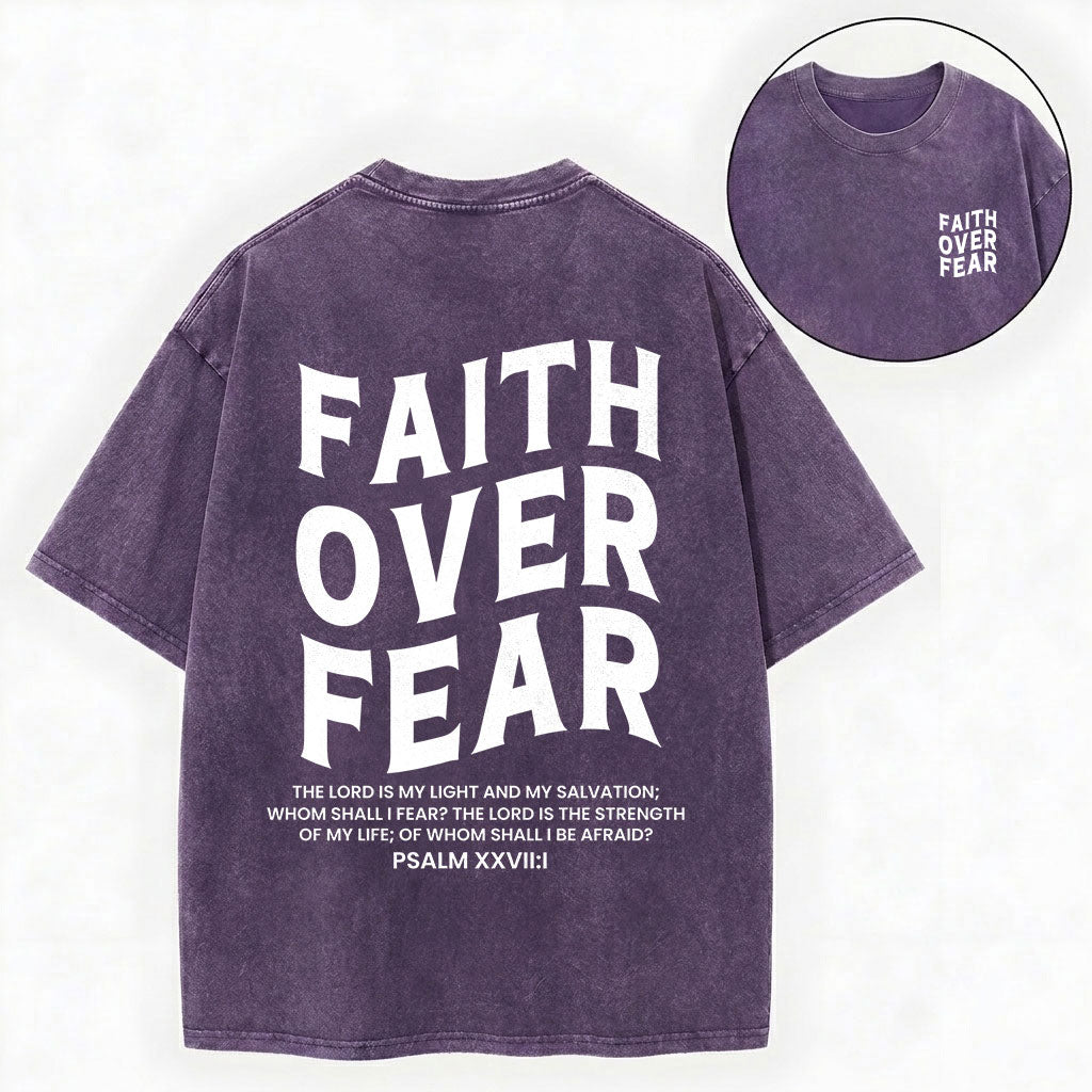 Faith Over Fear Unisex Christian Washed T-Shirt