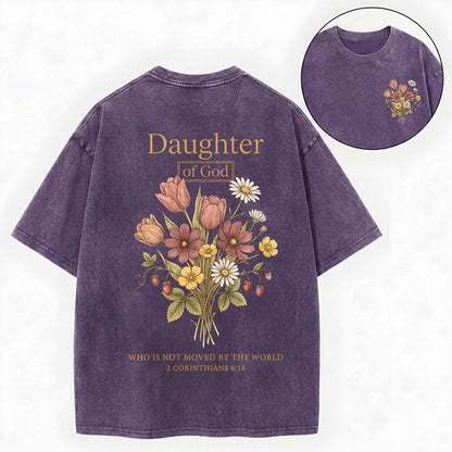 Daughter of God Shirt – Floral Christian Vintage Unisex Washed Tee